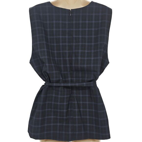 Calvin Klein womans size XL sleeveless plaid peplum shell tie waist tank top - Picture 4 of 6